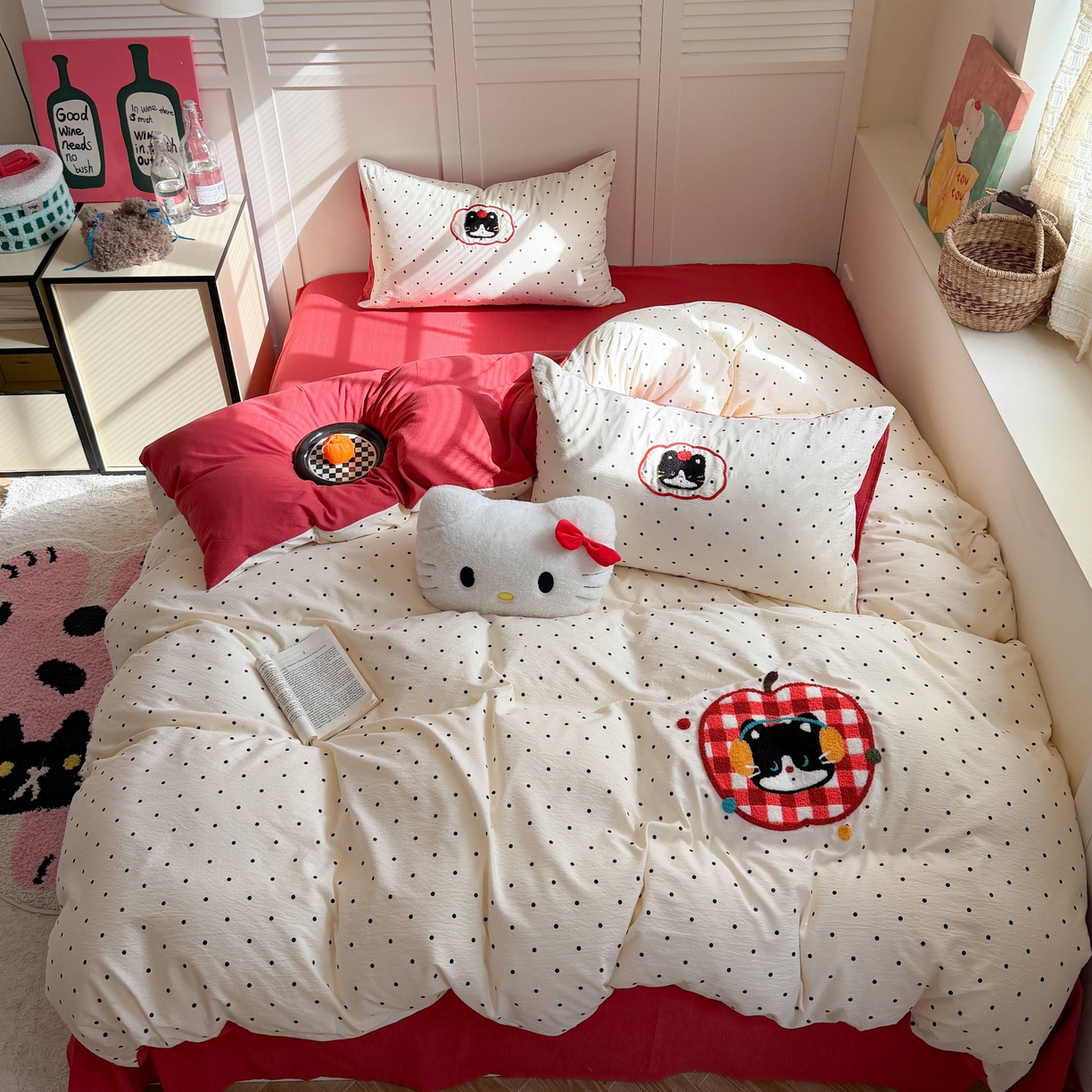 美乐迪家纺 2026新款云感双层纱毛巾绣四件套（会员-2） 苹果猫