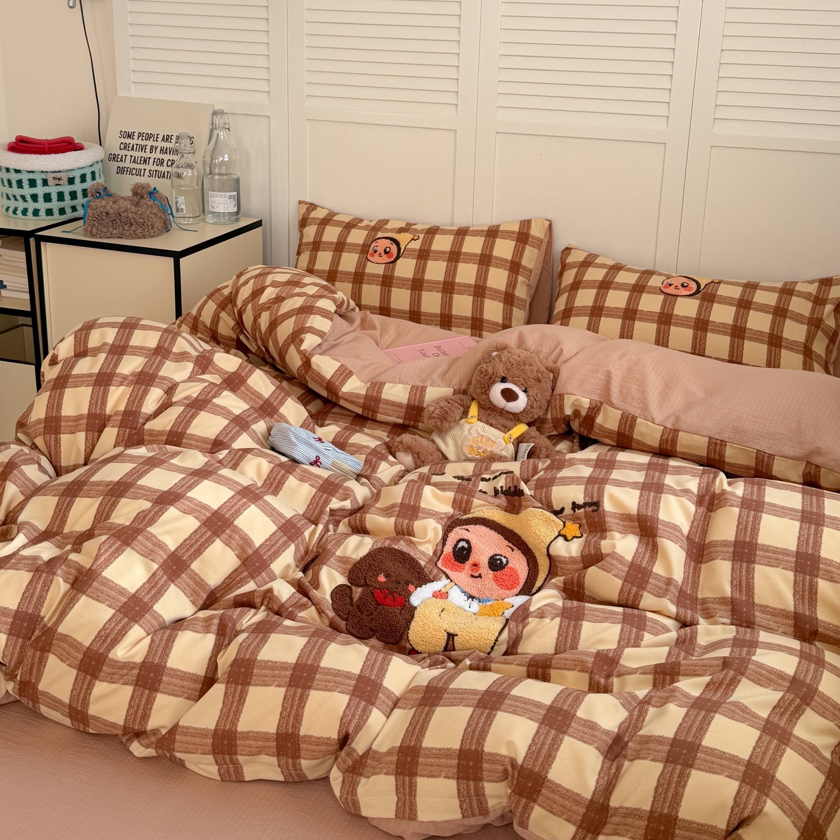 91家纺网 家纺一手货源 找家纺 美乐迪家纺 2026新款云感双层纱毛巾绣四件套（会员-2） 小星人