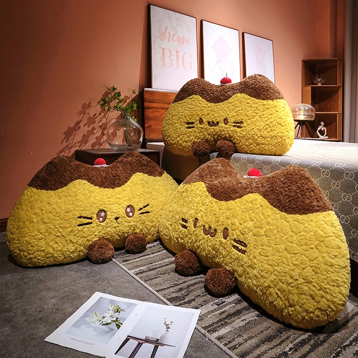 91家纺网 家纺一手货源 找家纺 仟亿莱 2026新款月牙布丁猫刷花大靠背 组合图（仅供展示不可下单）