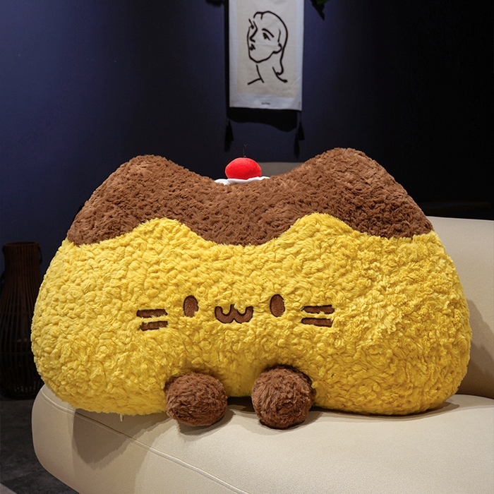 91家纺网 家纺一手货源 找家纺 仟亿莱 2026新款月牙布丁猫刷花大靠背 月牙圆眼布丁猫