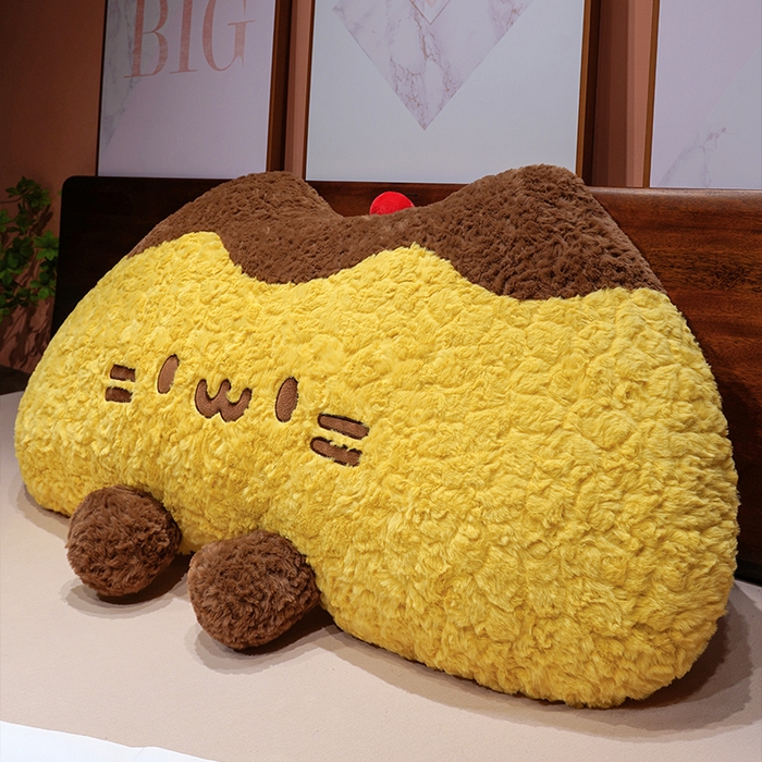 91家纺网 家纺一手货源 找家纺 仟亿莱 2026新款月牙布丁猫刷花大靠背 月牙圆眼布丁猫