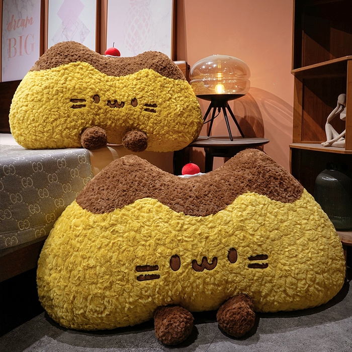 91家纺网 家纺一手货源 找家纺 仟亿莱 2026新款月牙布丁猫刷花大靠背 月牙圆眼布丁猫