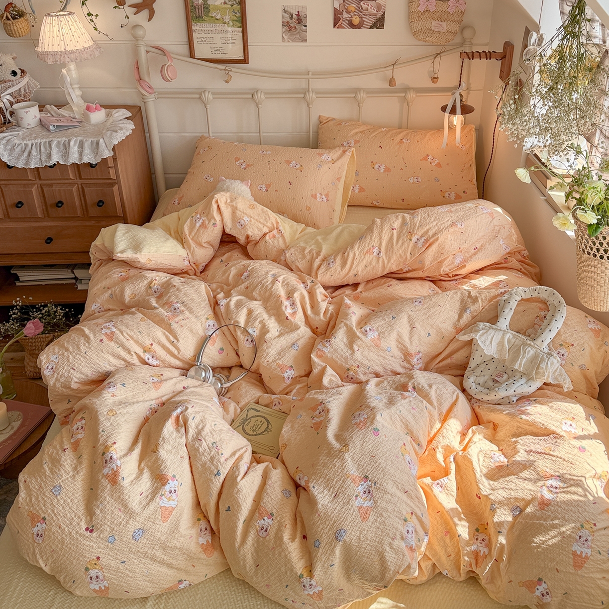 91家纺网 家纺一手货源 找家纺 （总）初念 2026新款A类高品质110克超柔泡芙纱四件套