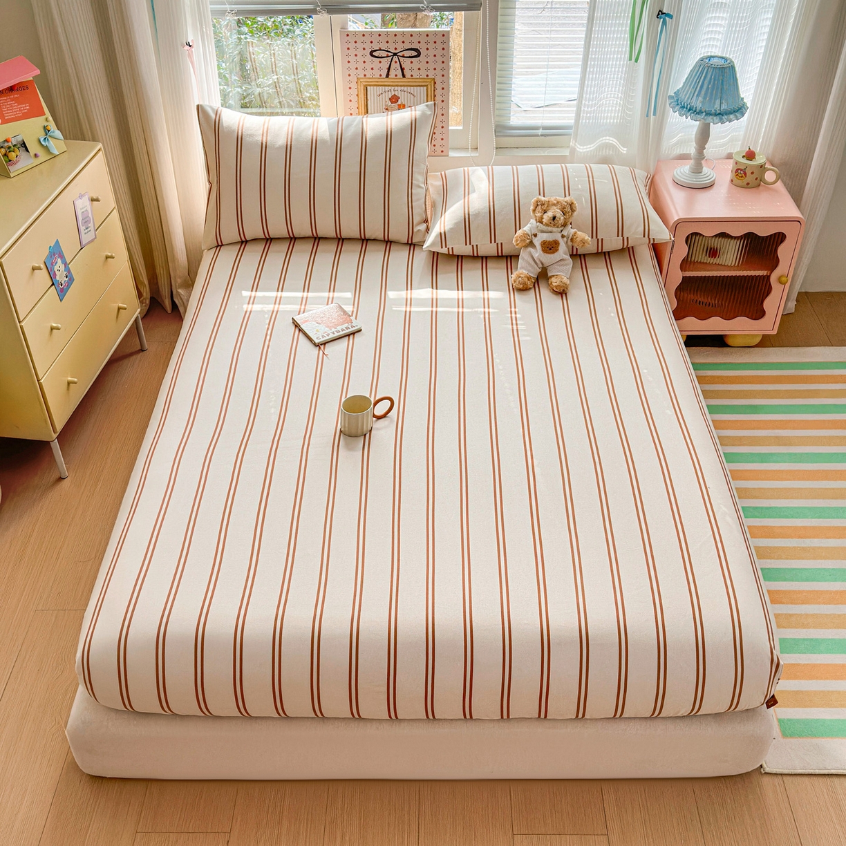 91家纺网 家纺一手货源 找家纺 女子家纺 2026新款全棉老粗布床笠 风月-米