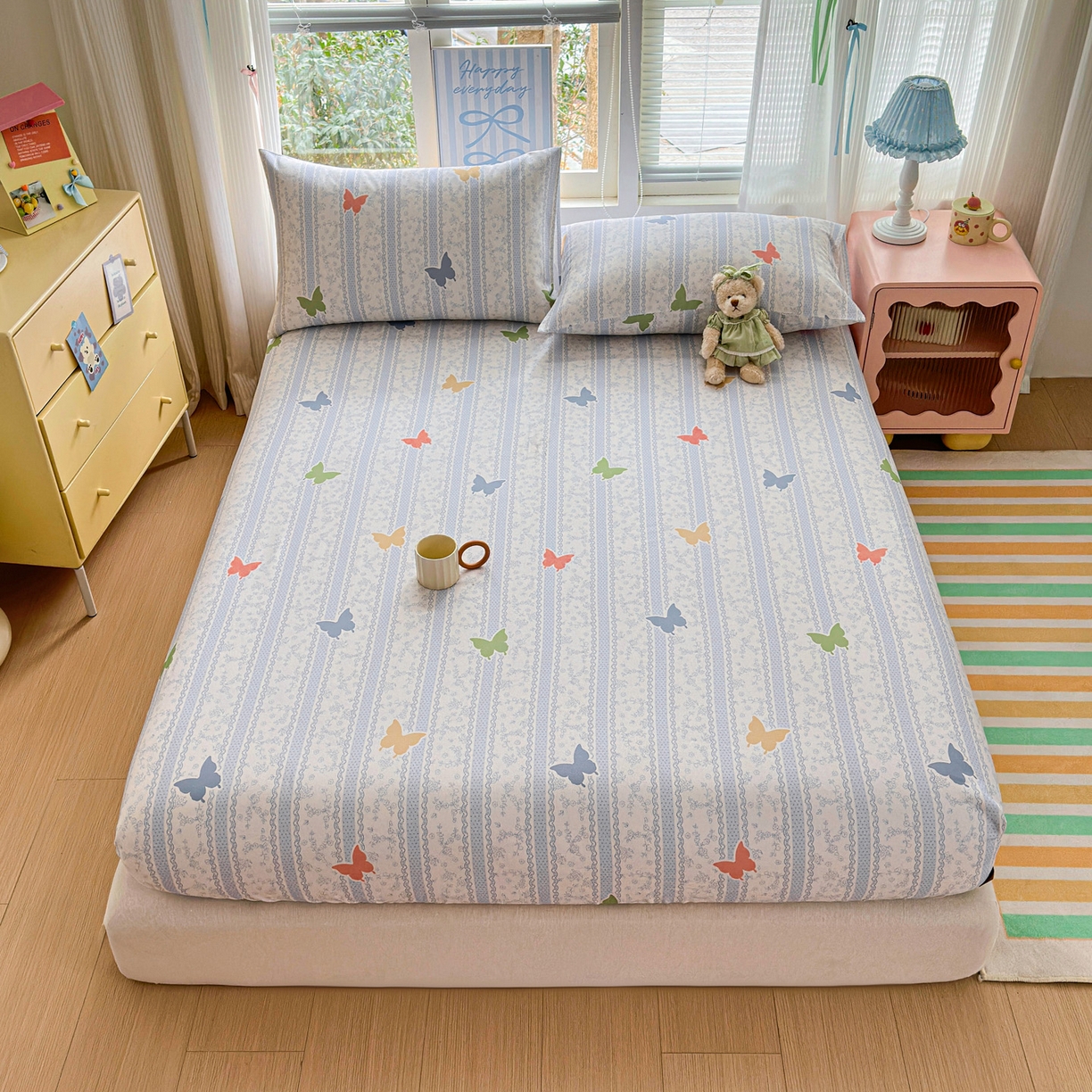 91家纺网 家纺一手货源 找家纺 女子家纺 2026新款全棉老粗布床笠 简爱