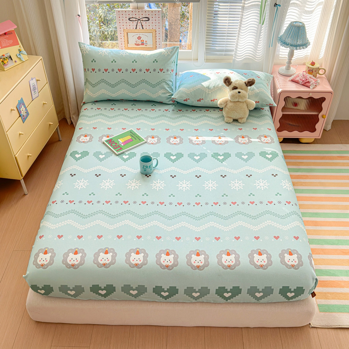 91家纺网 家纺一手货源 找家纺 女子家纺 2026新款全棉老粗布床笠 奶酪