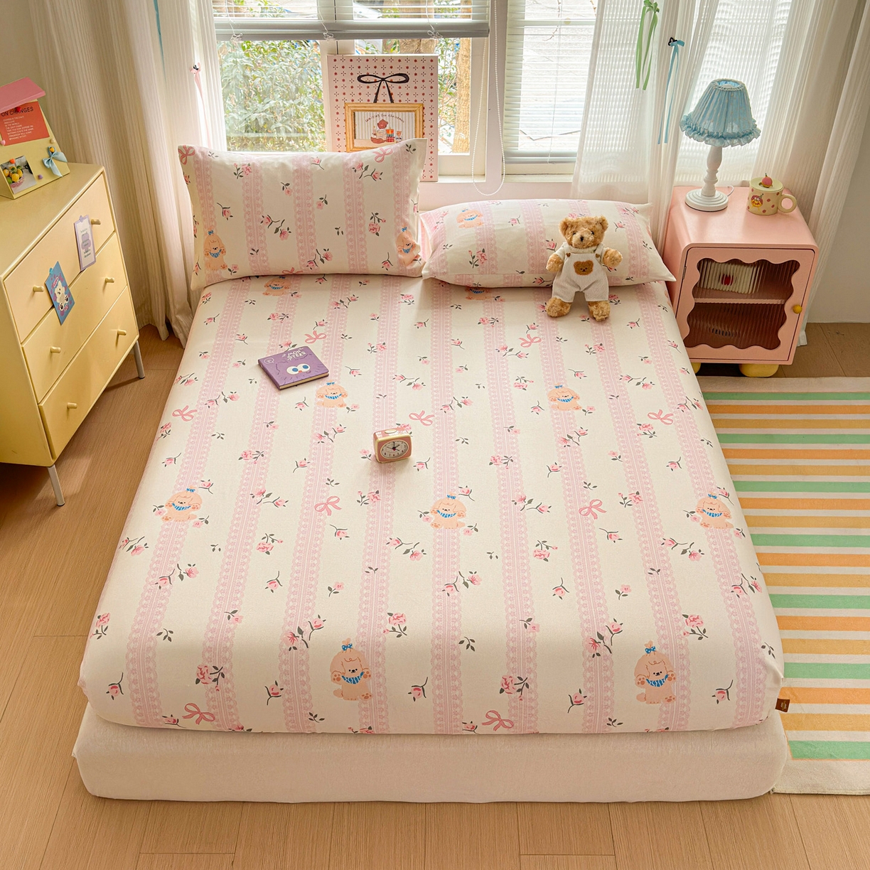 91家纺网 家纺一手货源 找家纺 女子家纺 2026新款全棉老粗布床笠 星愿