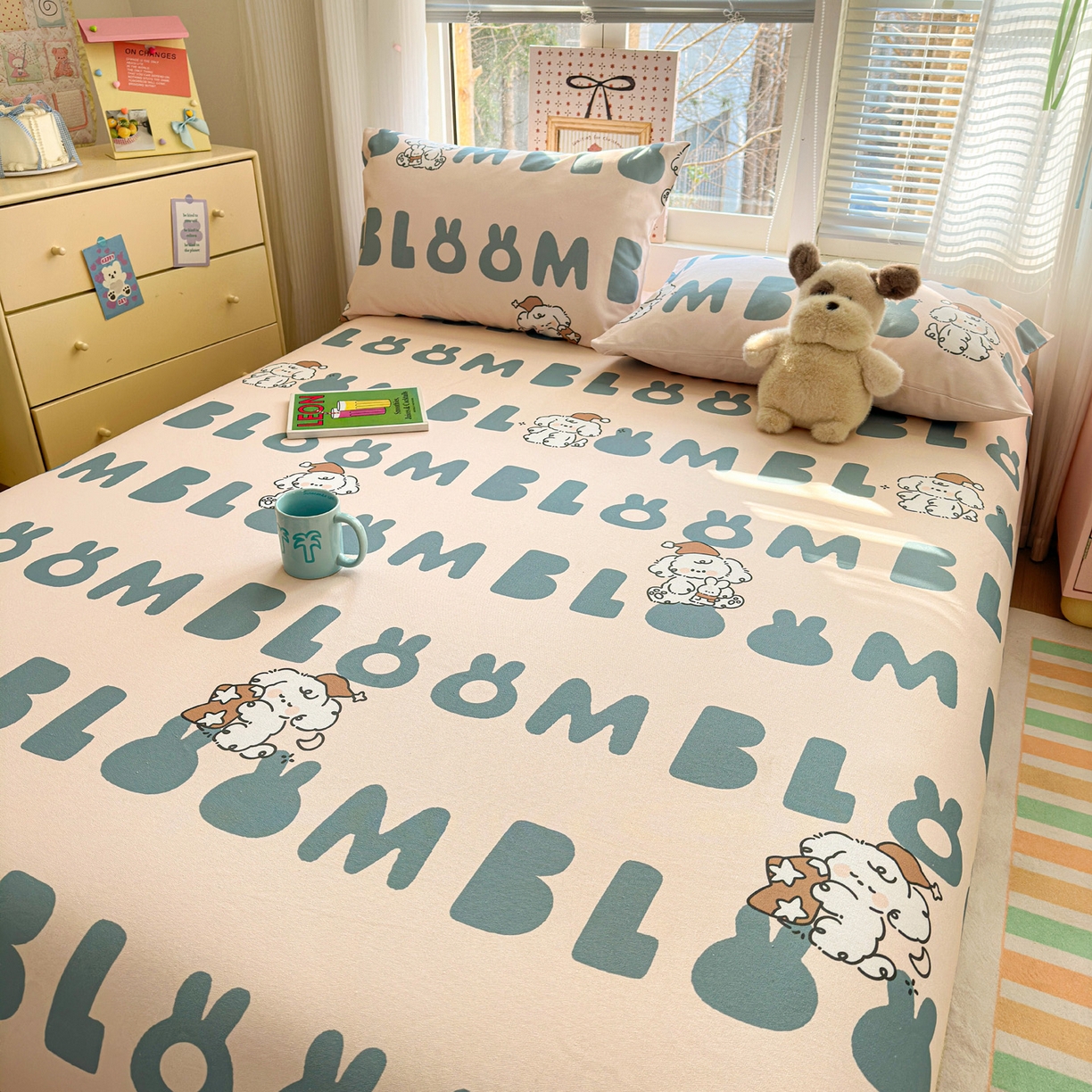 91家纺网 家纺一手货源 找家纺 女子家纺 2026新款全棉老粗布床笠 1泡芙-兰