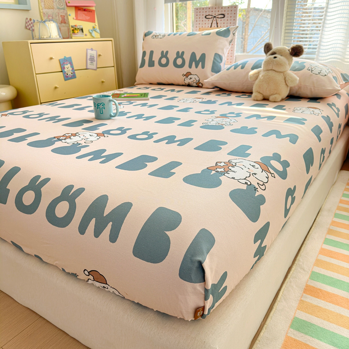 91家纺网 家纺一手货源 找家纺 女子家纺 2026新款全棉老粗布床笠 1泡芙-兰