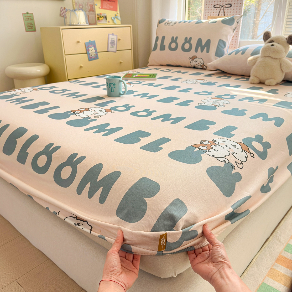 91家纺网 家纺一手货源 找家纺 女子家纺 2026新款全棉老粗布床笠 1泡芙-兰