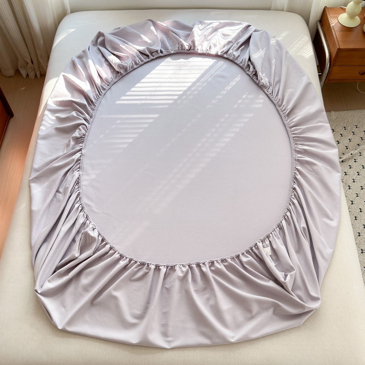 91家纺网 家纺一手货源 找家纺 女子家纺 2026新款全棉老粗布床笠 丁香紫