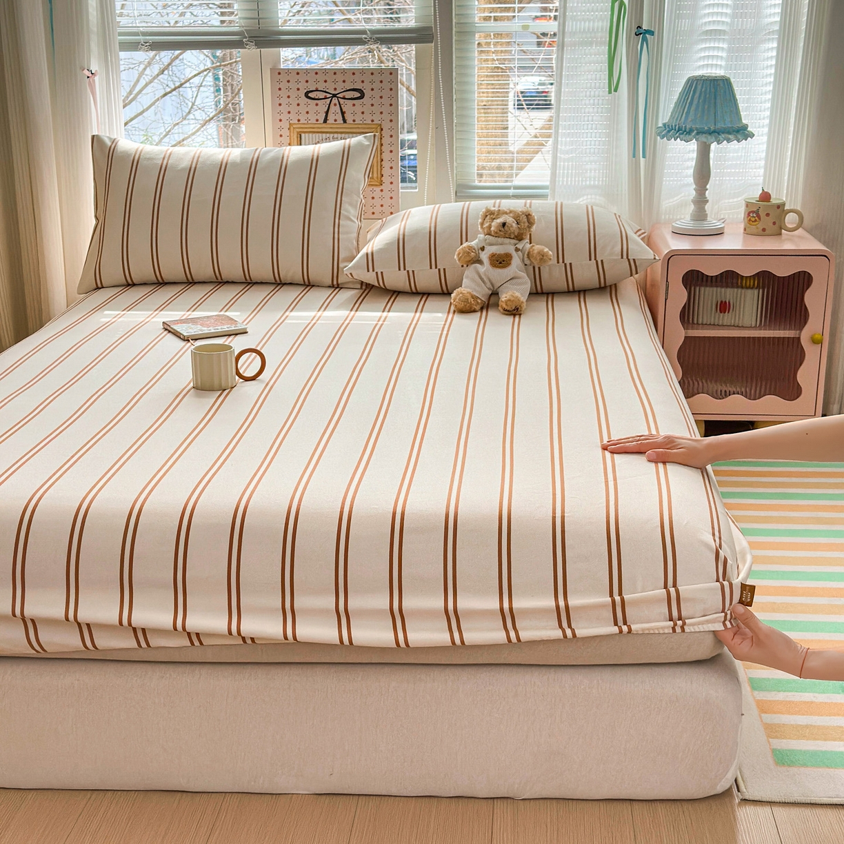 91家纺网 家纺一手货源 找家纺 女子家纺 2026新款全棉老粗布床笠 风月-米