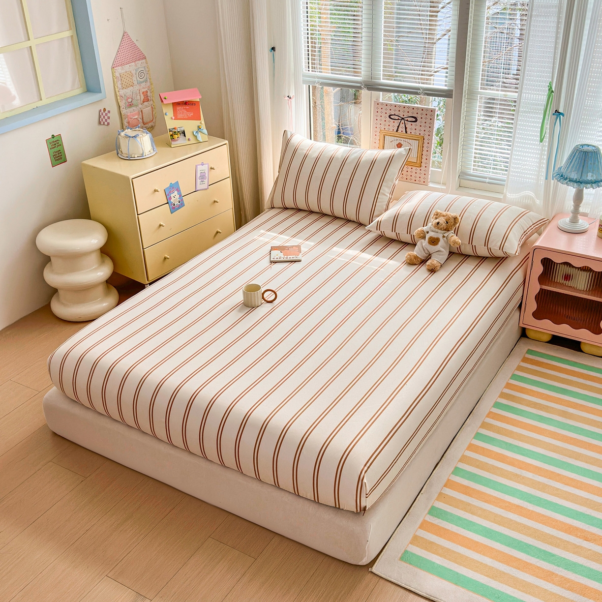 91家纺网 家纺一手货源 找家纺 女子家纺 2026新款全棉老粗布床笠 风月-米