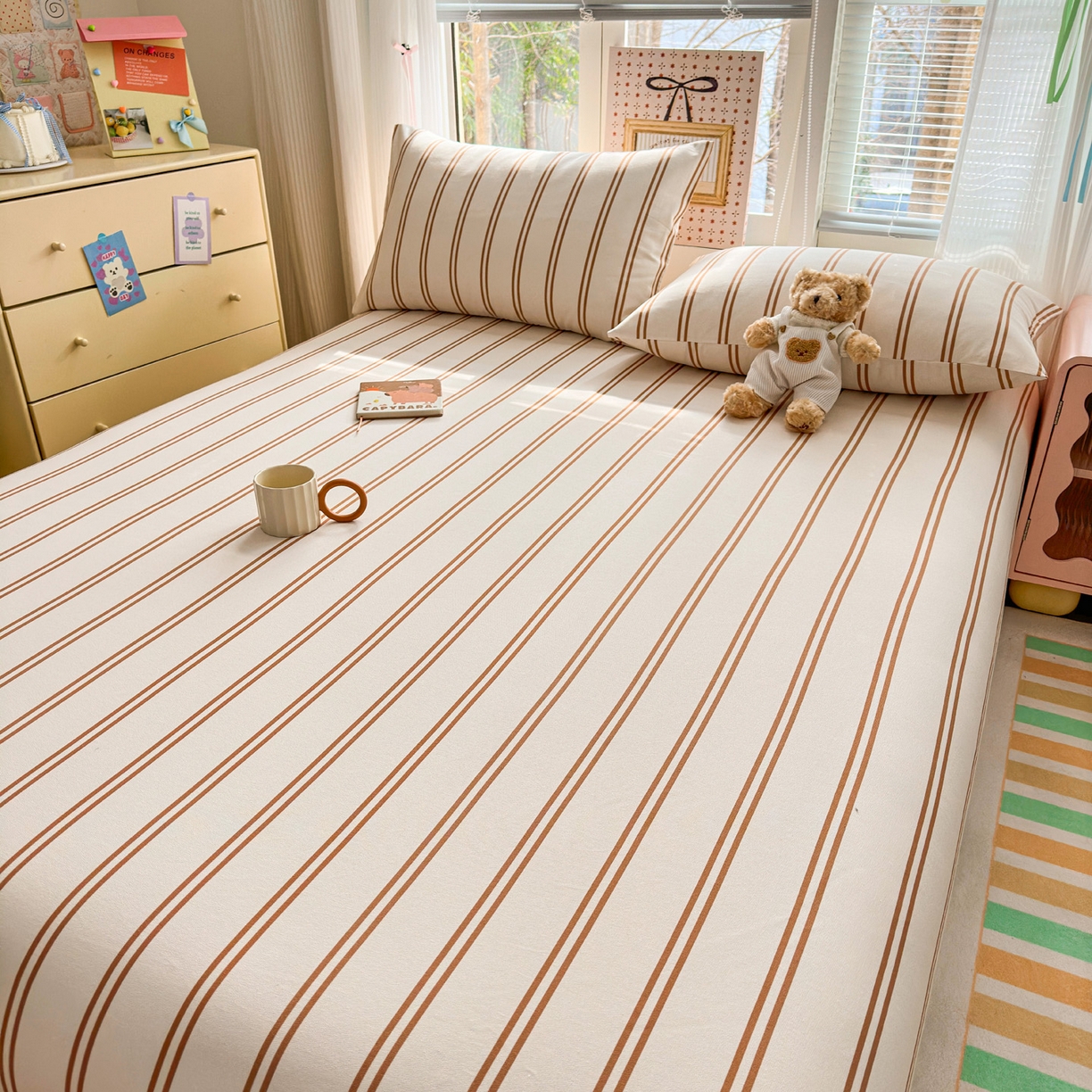 91家纺网 家纺一手货源 找家纺 女子家纺 2026新款全棉老粗布床笠 风月-米