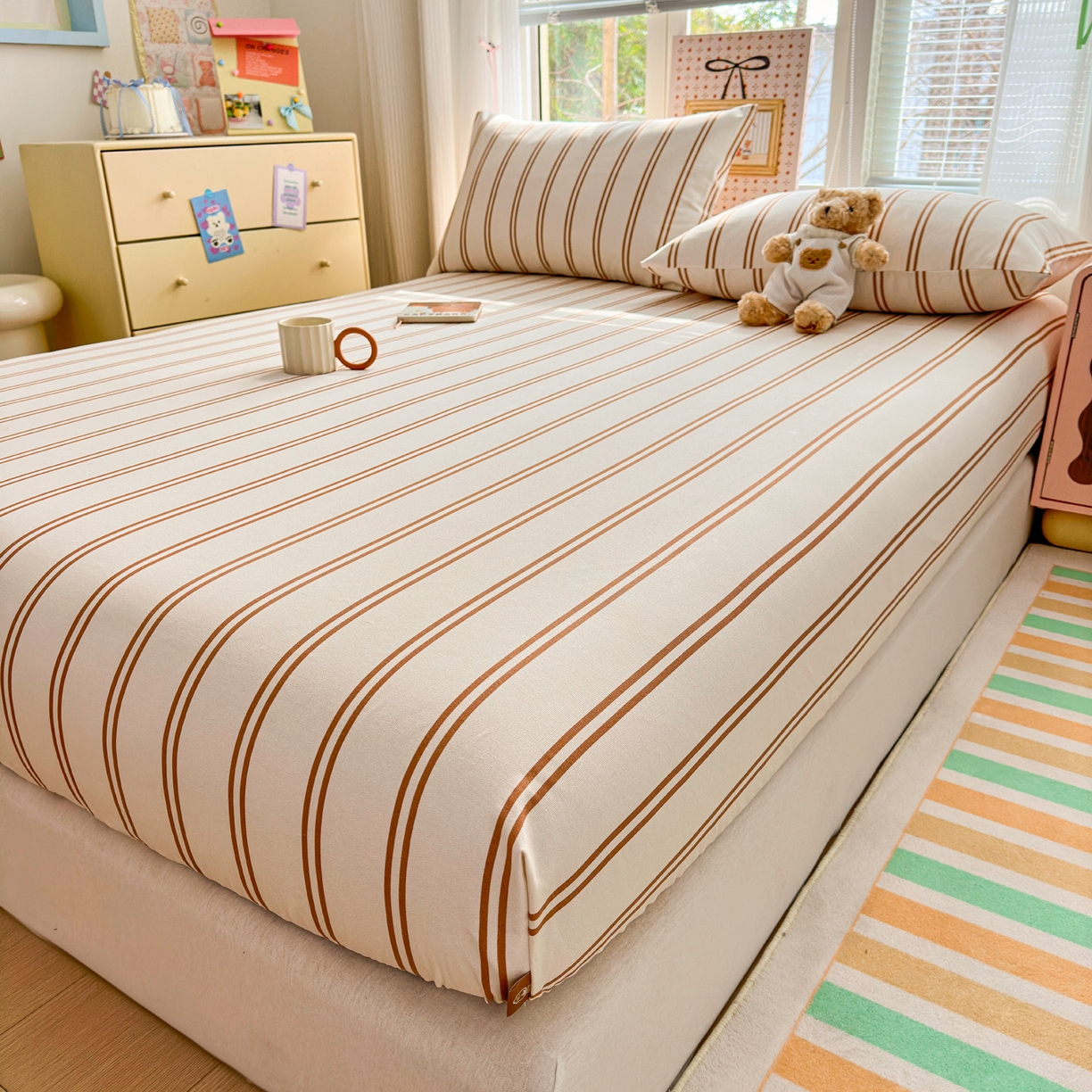 91家纺网 家纺一手货源 找家纺 女子家纺 2026新款全棉老粗布床笠 风月-米