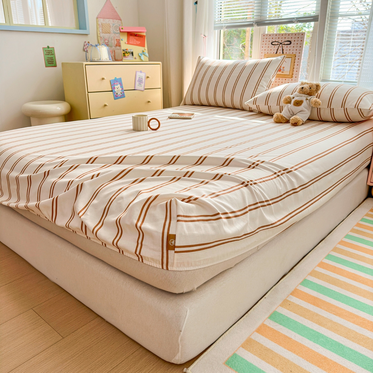 91家纺网 家纺一手货源 找家纺 女子家纺 2026新款全棉老粗布床笠 风月-米