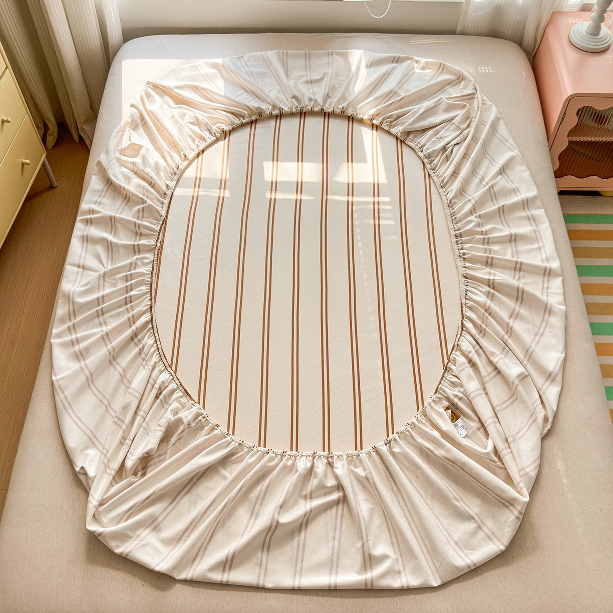 91家纺网 家纺一手货源 找家纺 女子家纺 2026新款全棉老粗布床笠 风月-米