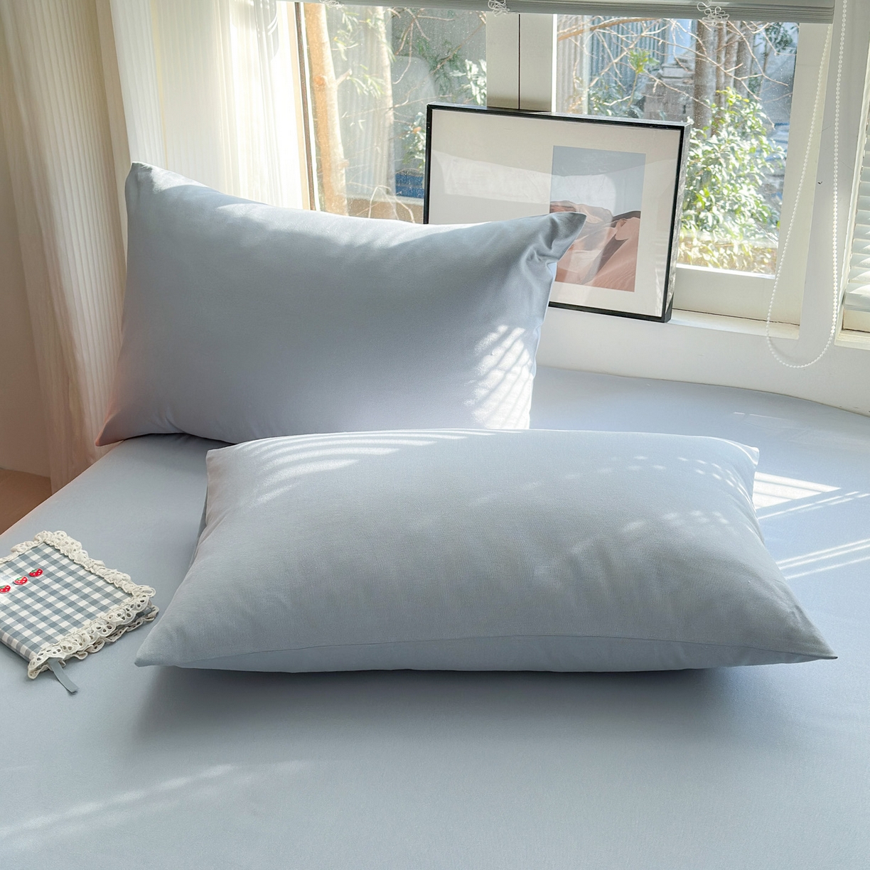 91家纺网 家纺一手货源 找家纺 女子家纺 2026新款全棉老粗布床笠 海蓝