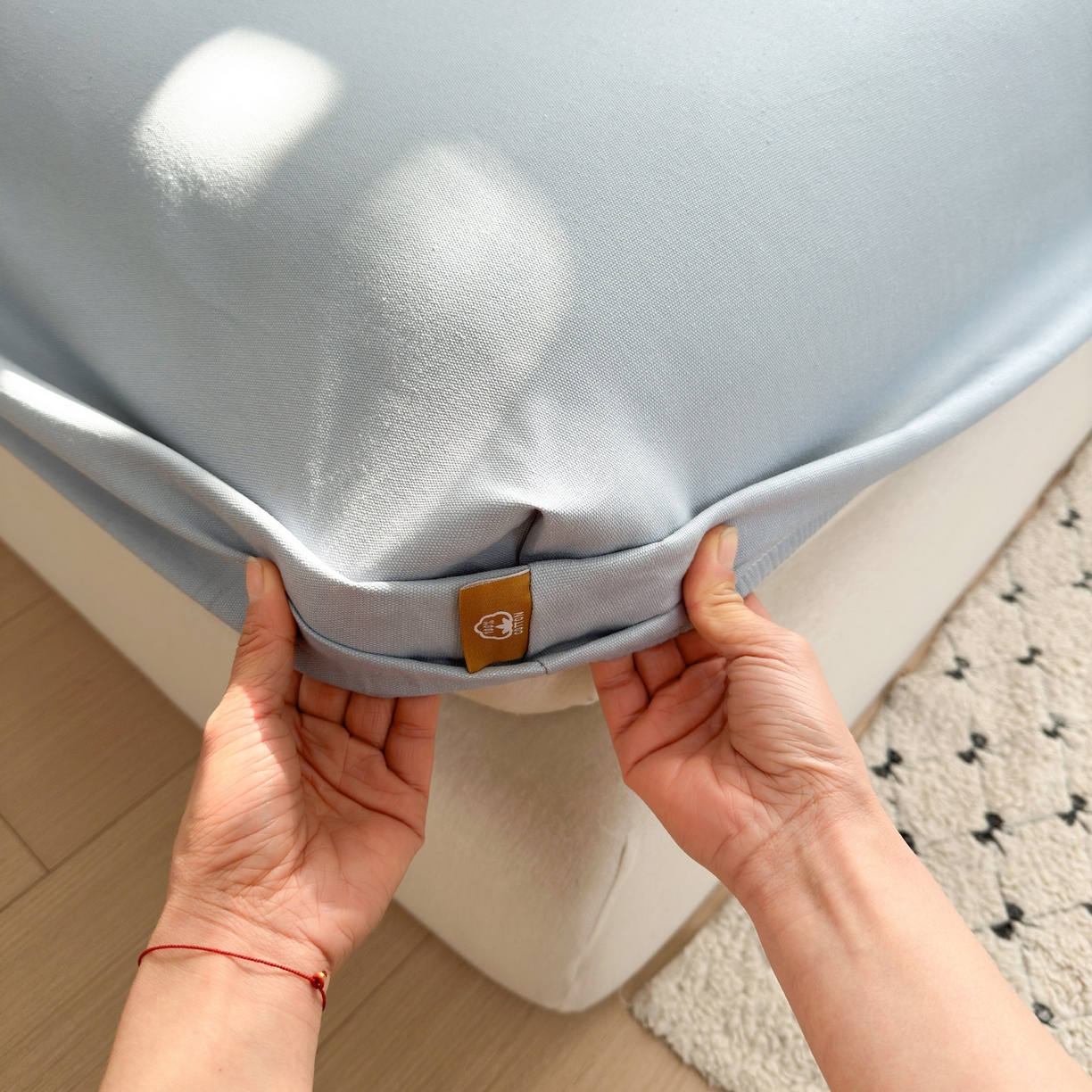 91家纺网 家纺一手货源 找家纺 女子家纺 2026新款全棉老粗布床笠 海蓝