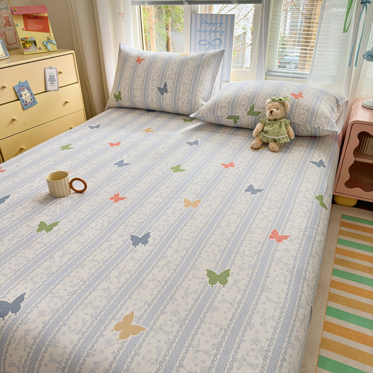 91家纺网 家纺一手货源 找家纺 女子家纺 2026新款全棉老粗布床笠 简爱