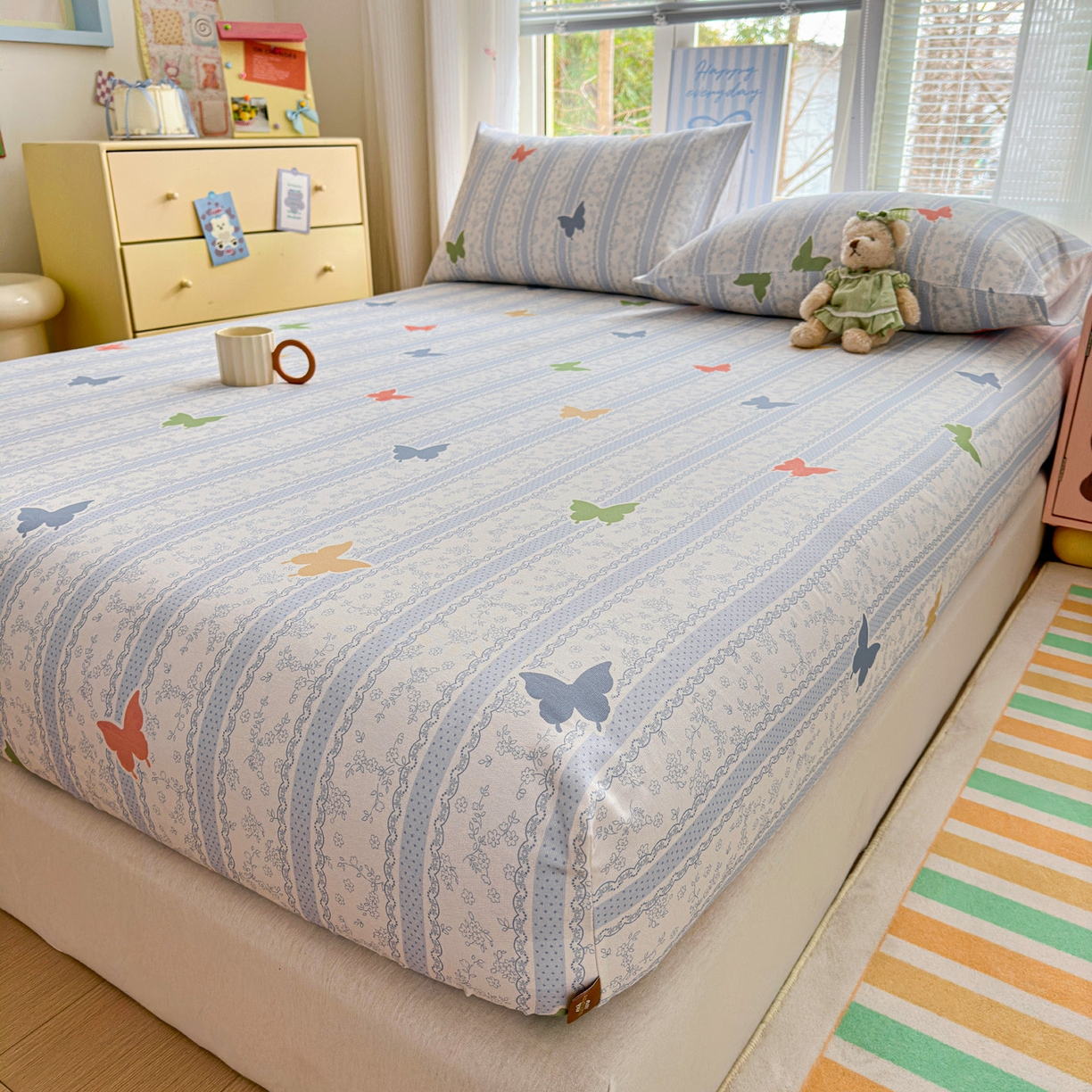 91家纺网 家纺一手货源 找家纺 女子家纺 2026新款全棉老粗布床笠 简爱