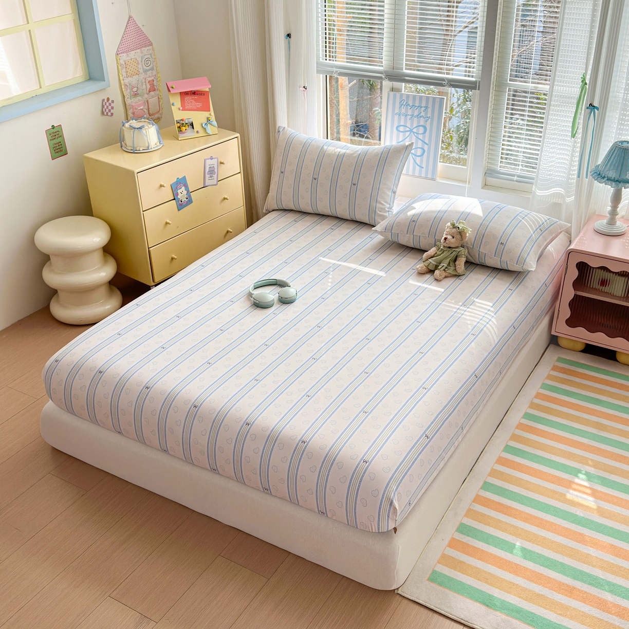 91家纺网 家纺一手货源 找家纺 女子家纺 2026新款全棉老粗布床笠 简恋