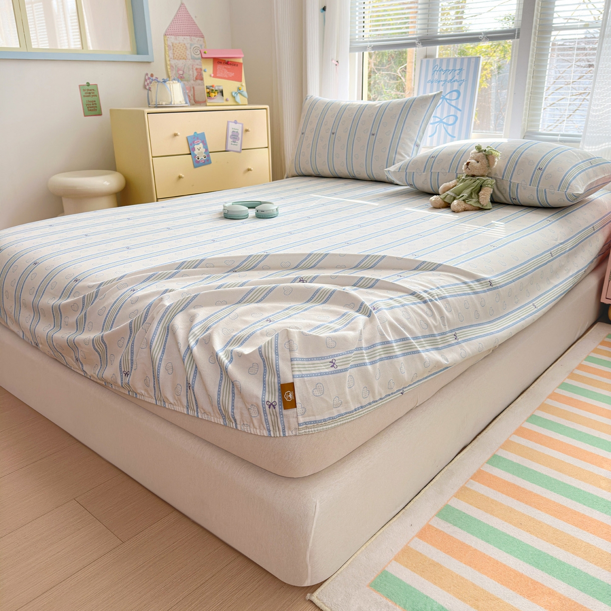 91家纺网 家纺一手货源 找家纺 女子家纺 2026新款全棉老粗布床笠 简恋