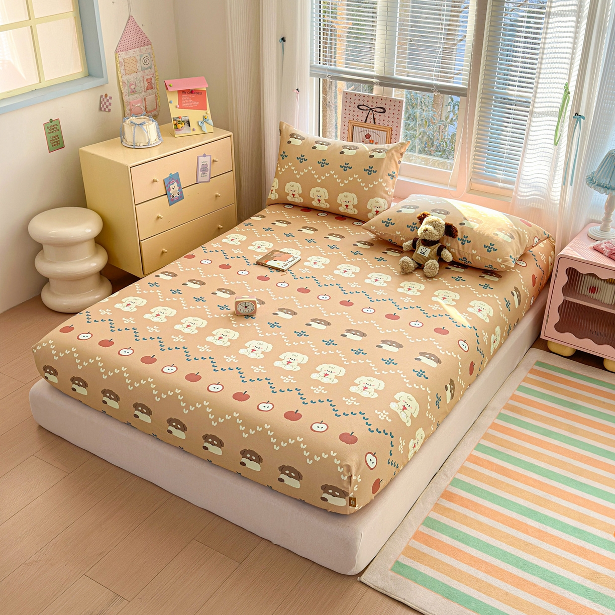 91家纺网 家纺一手货源 找家纺 女子家纺 2026新款全棉老粗布床笠 玛奇朵