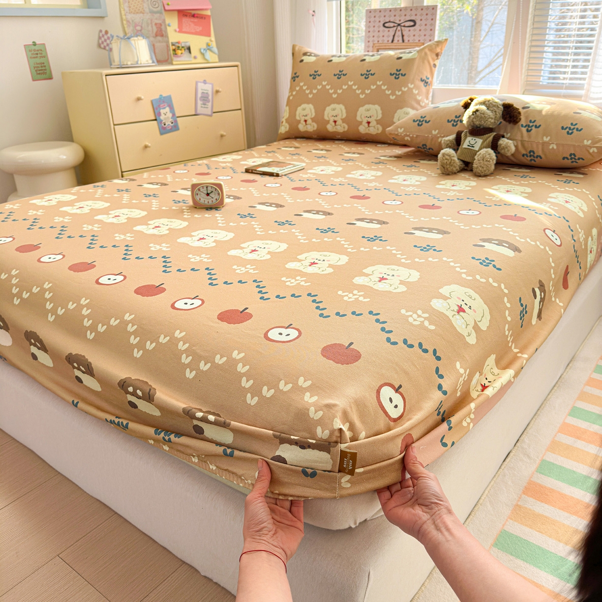 91家纺网 家纺一手货源 找家纺 女子家纺 2026新款全棉老粗布床笠 玛奇朵