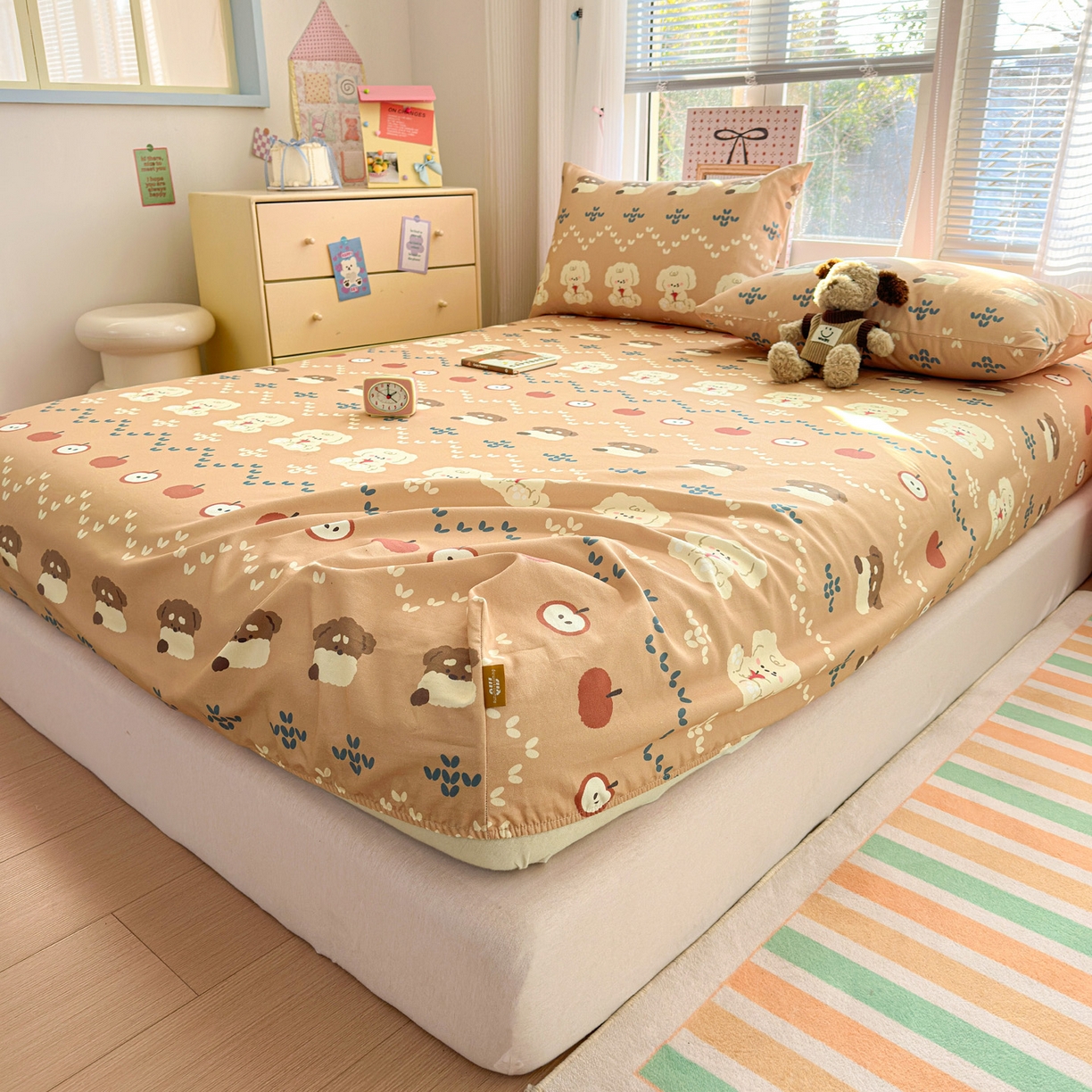 91家纺网 家纺一手货源 找家纺 女子家纺 2026新款全棉老粗布床笠 玛奇朵