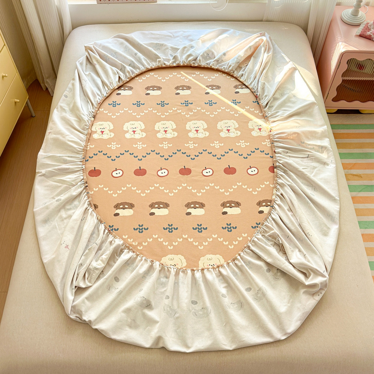 91家纺网 家纺一手货源 找家纺 女子家纺 2026新款全棉老粗布床笠 玛奇朵