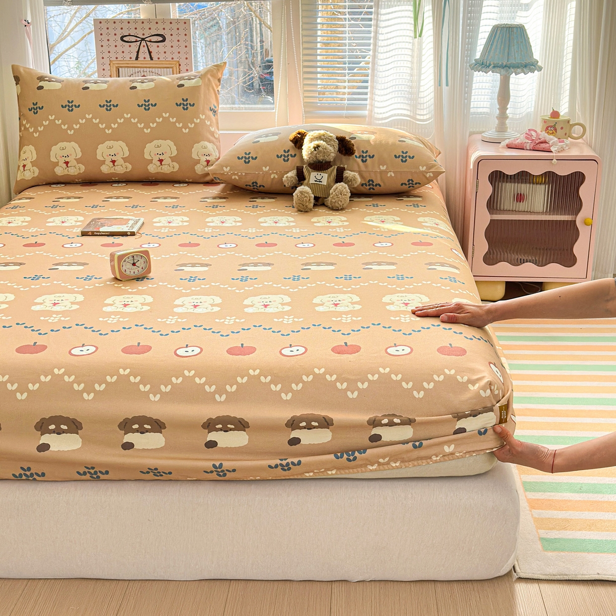 91家纺网 家纺一手货源 找家纺 女子家纺 2026新款全棉老粗布床笠 玛奇朵