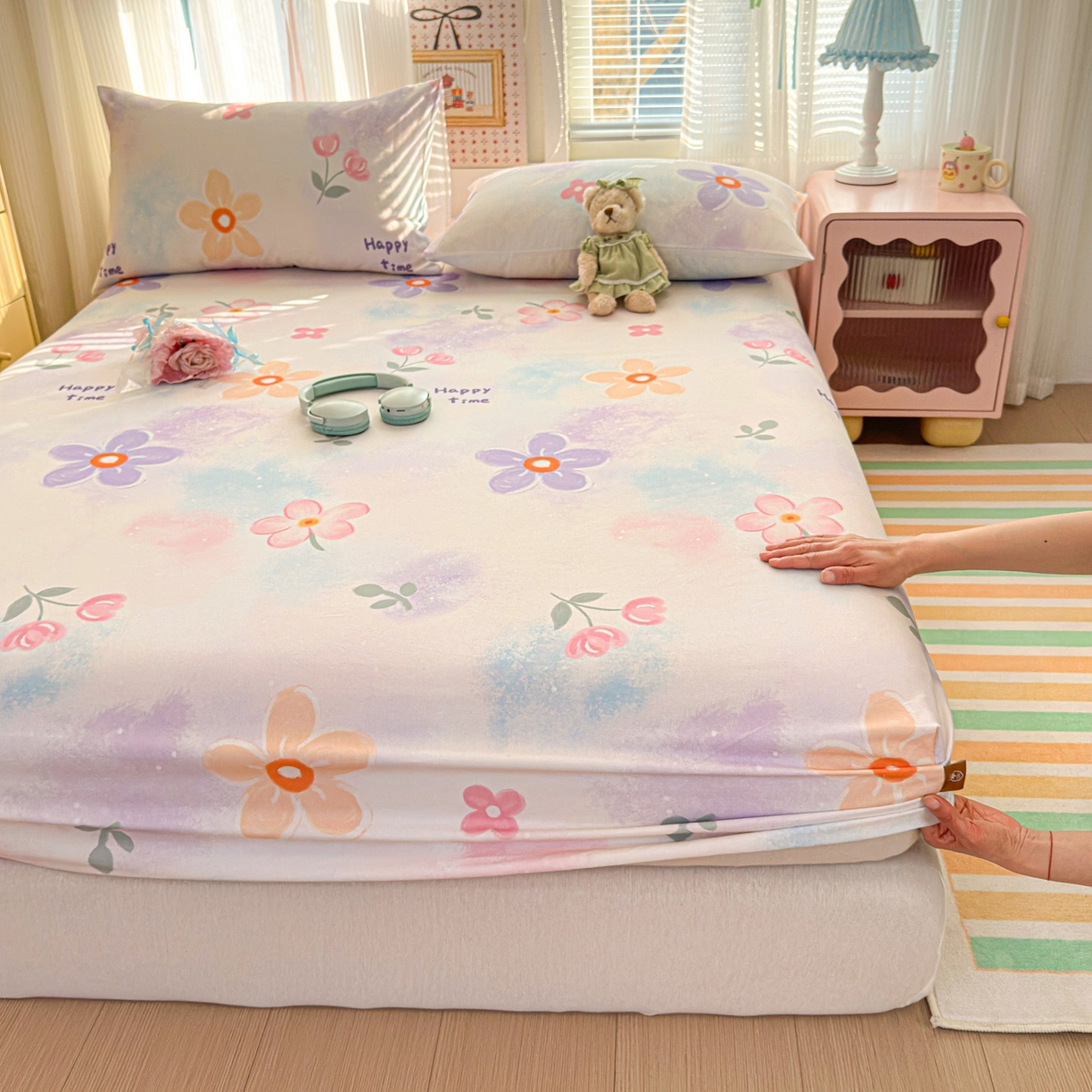 91家纺网 家纺一手货源 找家纺 女子家纺 2026新款全棉老粗布床笠 梦境