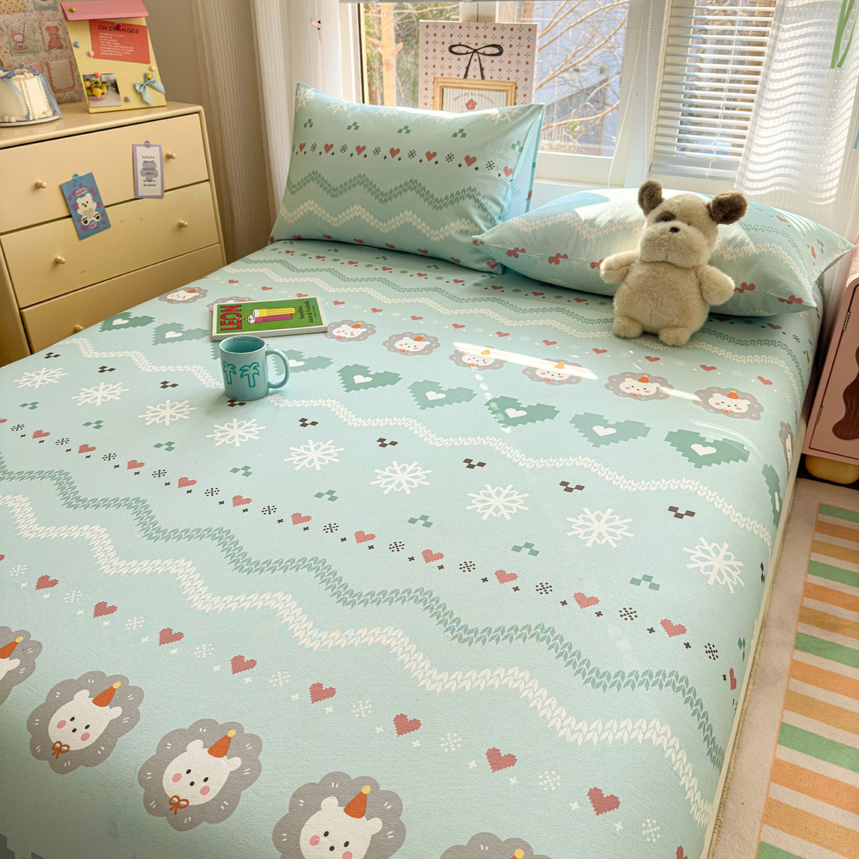 91家纺网 家纺一手货源 找家纺 女子家纺 2026新款全棉老粗布床笠 奶酪