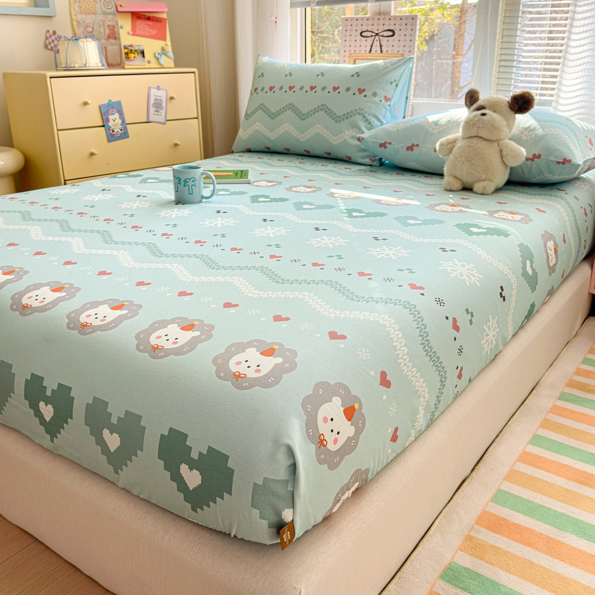 91家纺网 家纺一手货源 找家纺 女子家纺 2026新款全棉老粗布床笠 奶酪