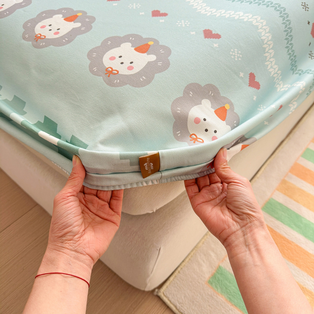 91家纺网 家纺一手货源 找家纺 女子家纺 2026新款全棉老粗布床笠 奶酪