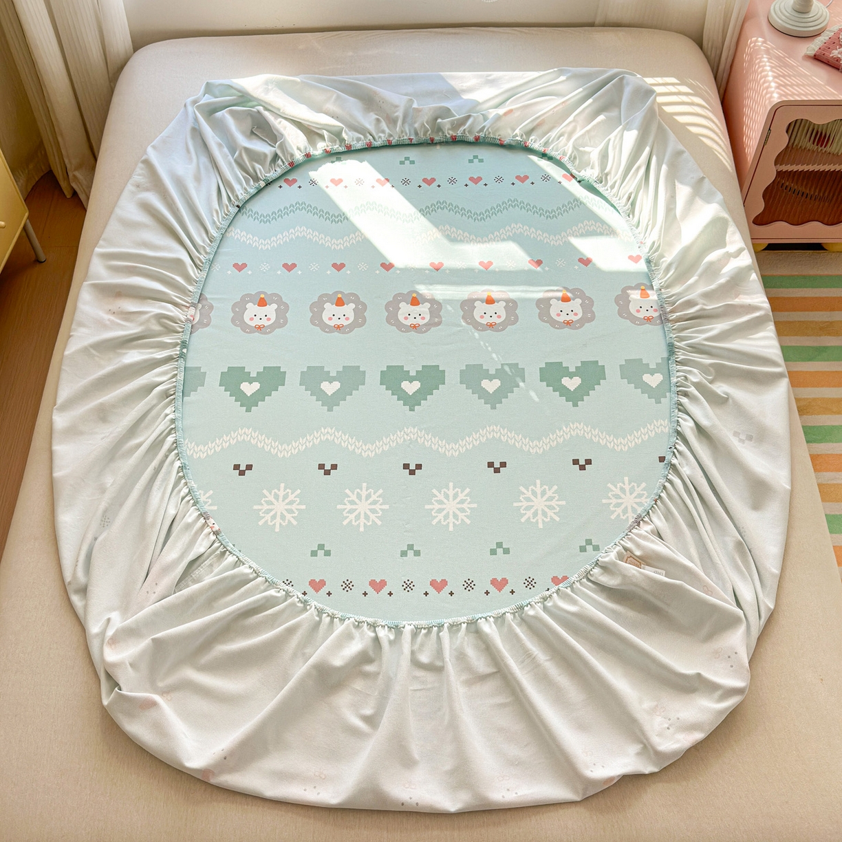 91家纺网 家纺一手货源 找家纺 女子家纺 2026新款全棉老粗布床笠 奶酪