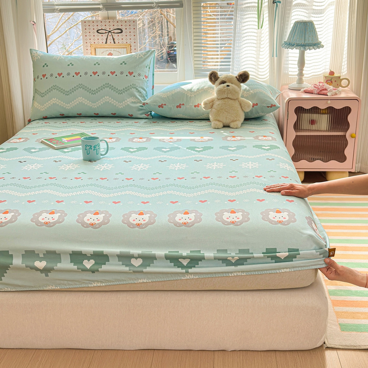 91家纺网 家纺一手货源 找家纺 女子家纺 2026新款全棉老粗布床笠 奶酪