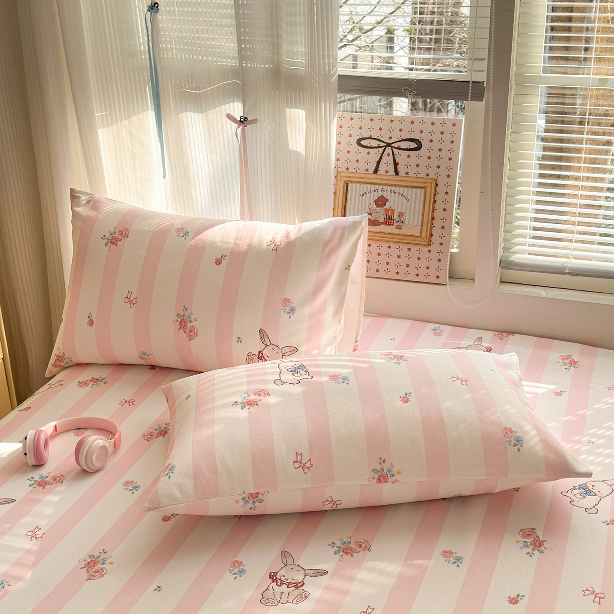 91家纺网 家纺一手货源 找家纺 女子家纺 2026新款全棉老粗布床笠 奇奇兔