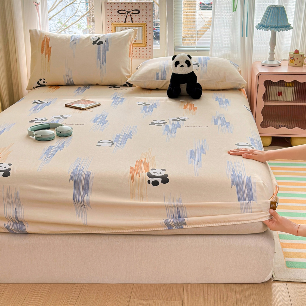 91家纺网 家纺一手货源 找家纺 女子家纺 2026新款全棉老粗布床笠 软萌