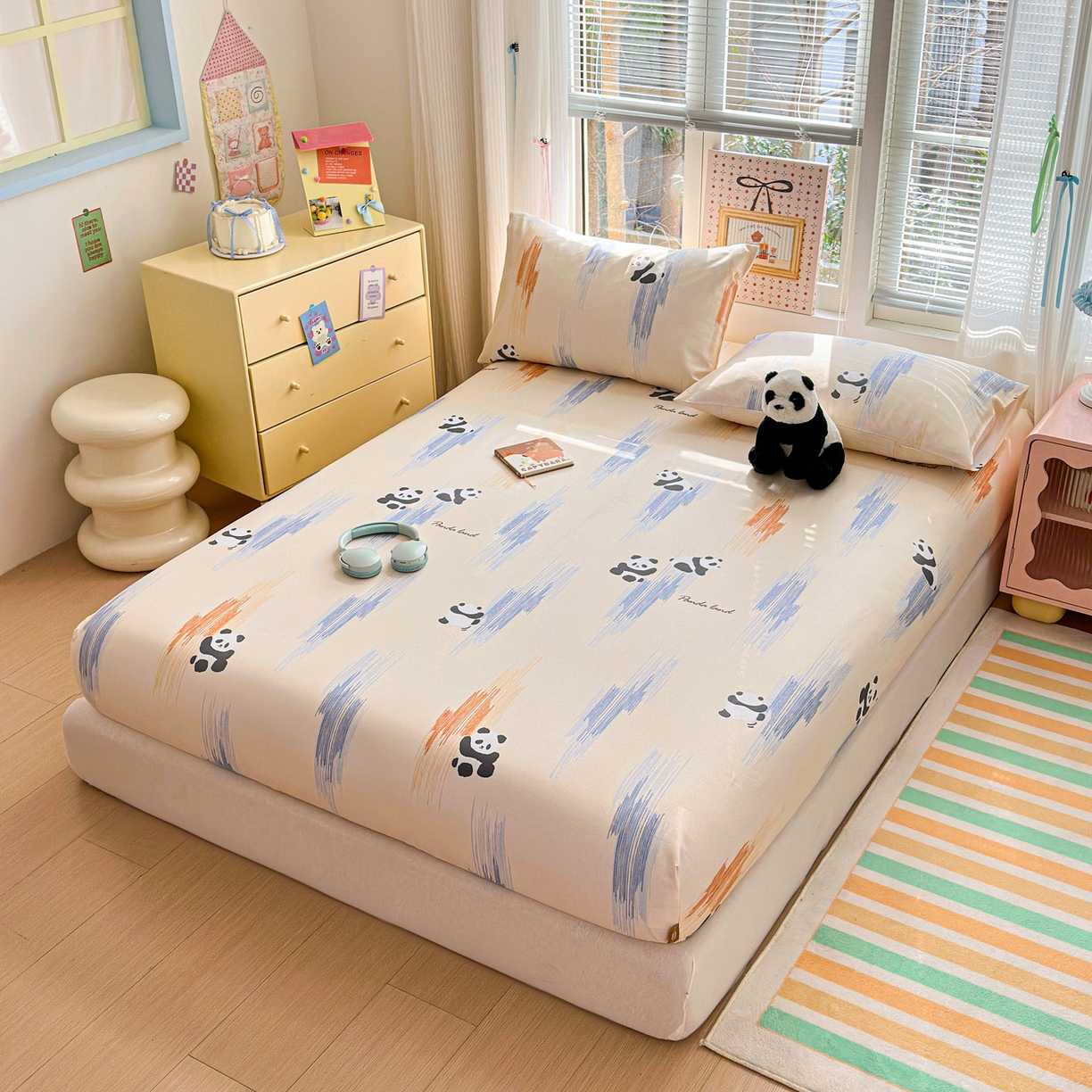 91家纺网 家纺一手货源 找家纺 女子家纺 2026新款全棉老粗布床笠 软萌