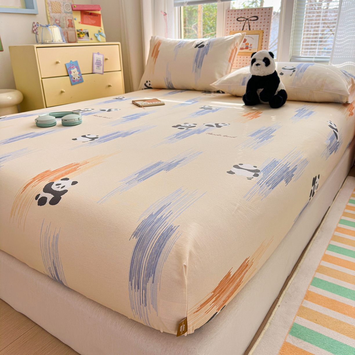 91家纺网 家纺一手货源 找家纺 女子家纺 2026新款全棉老粗布床笠 软萌