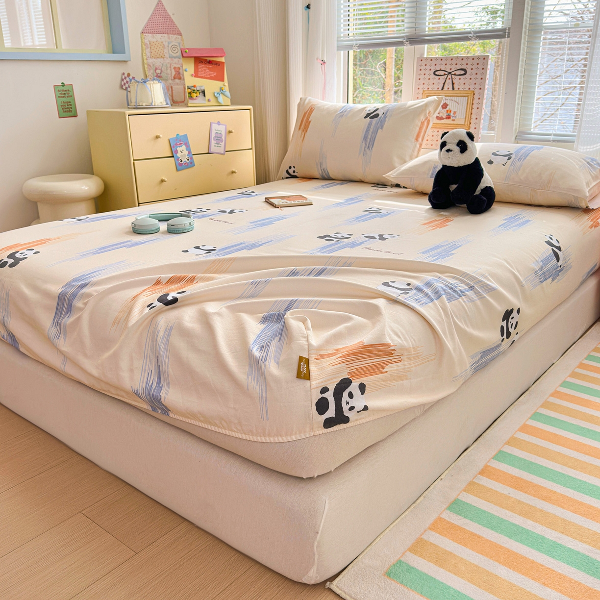 91家纺网 家纺一手货源 找家纺 女子家纺 2026新款全棉老粗布床笠 软萌