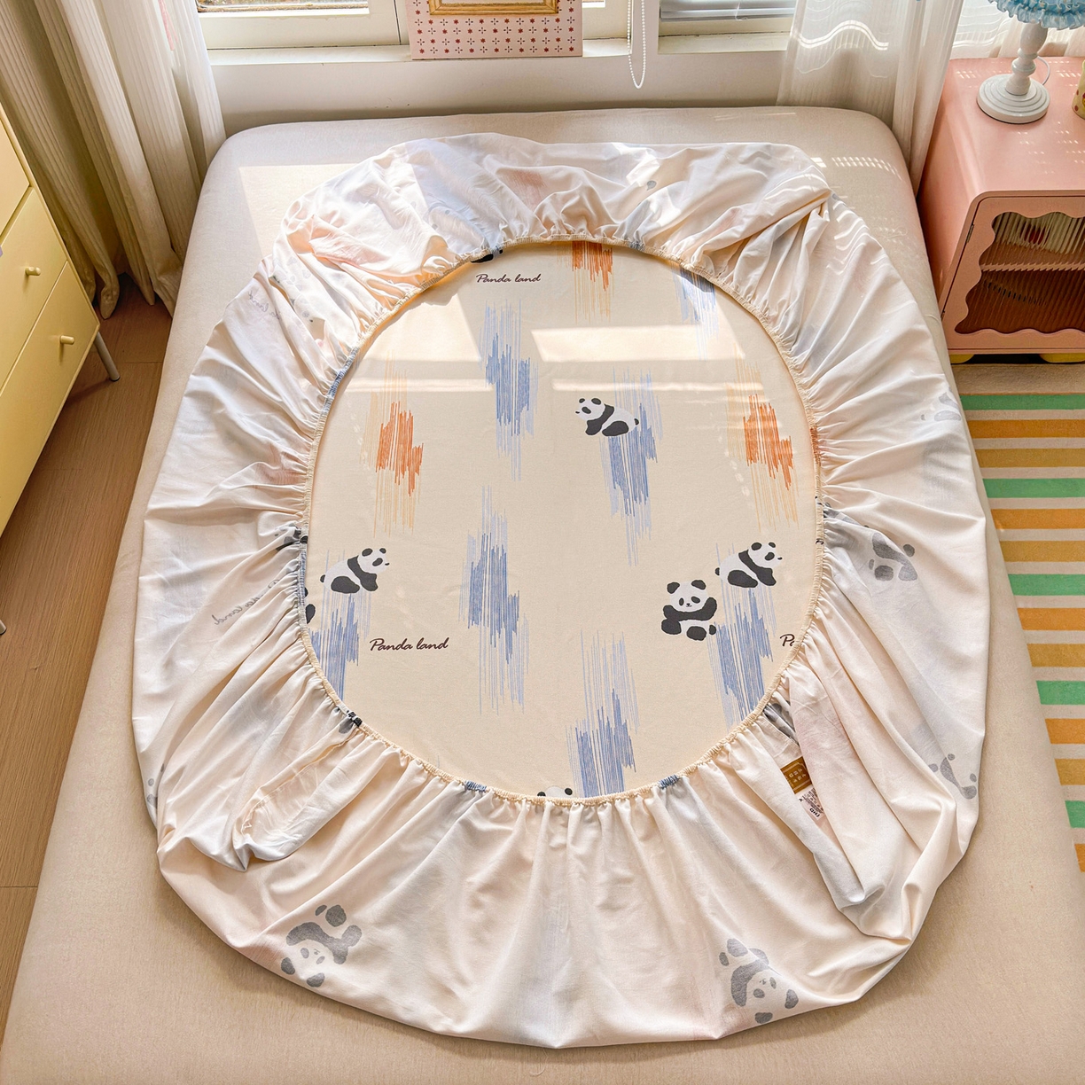 91家纺网 家纺一手货源 找家纺 女子家纺 2026新款全棉老粗布床笠 软萌