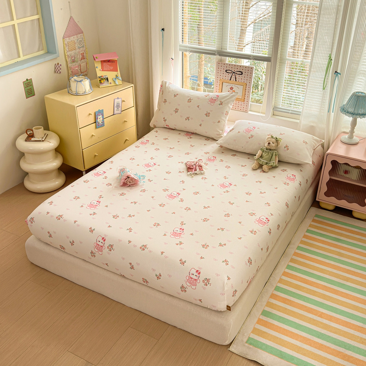 91家纺网 家纺一手货源 找家纺 女子家纺 2026新款全棉老粗布床笠 小甜甜