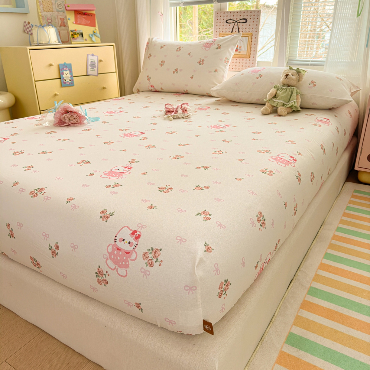 91家纺网 家纺一手货源 找家纺 女子家纺 2026新款全棉老粗布床笠 小甜甜