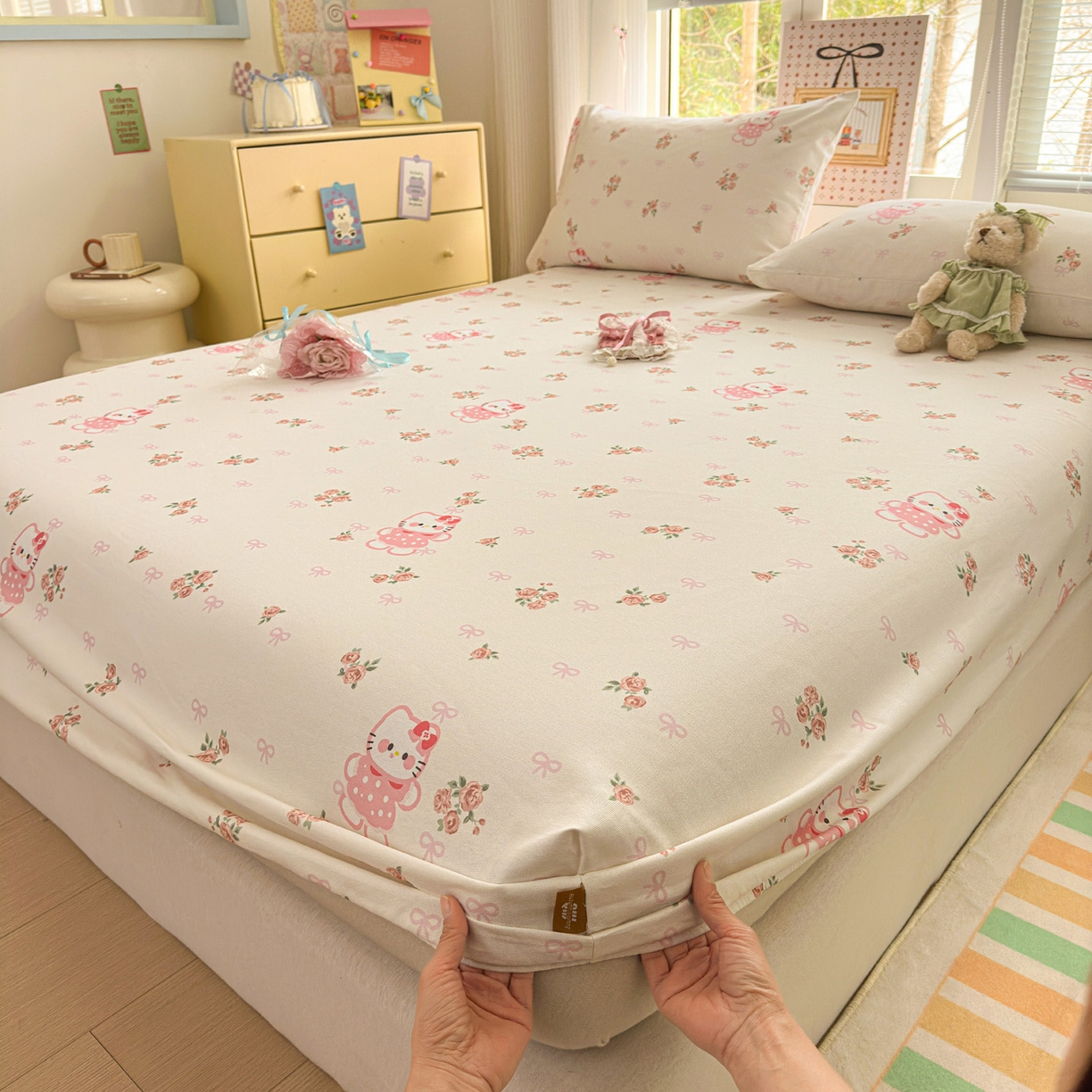 91家纺网 家纺一手货源 找家纺 女子家纺 2026新款全棉老粗布床笠 小甜甜