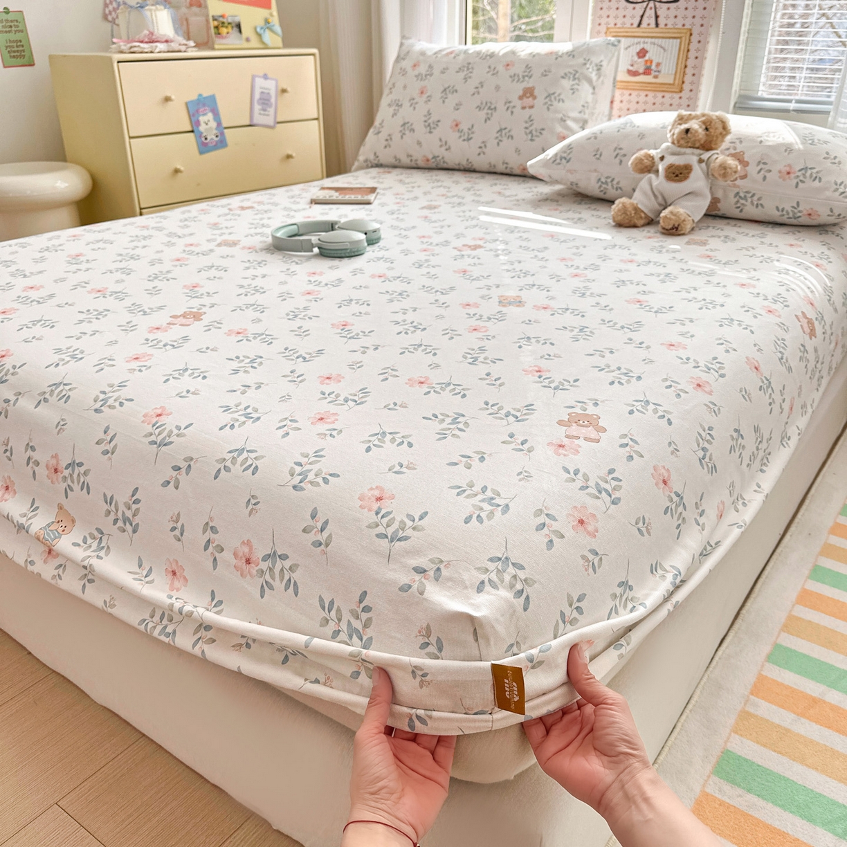 91家纺网 家纺一手货源 找家纺 女子家纺 2026新款全棉老粗布床笠 小圆满