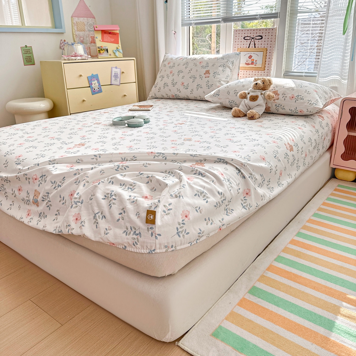 91家纺网 家纺一手货源 找家纺 女子家纺 2026新款全棉老粗布床笠 小圆满