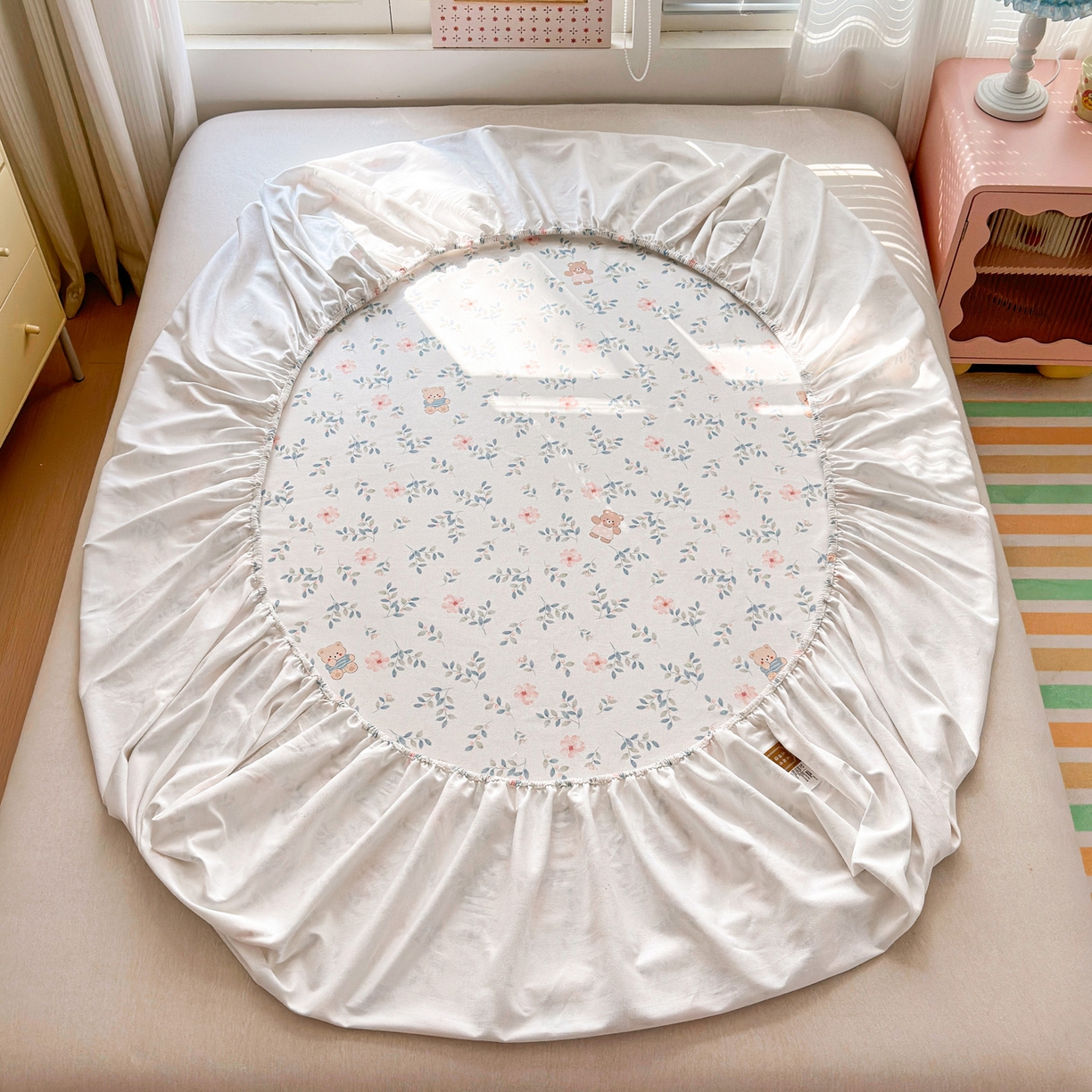 91家纺网 家纺一手货源 找家纺 女子家纺 2026新款全棉老粗布床笠 小圆满